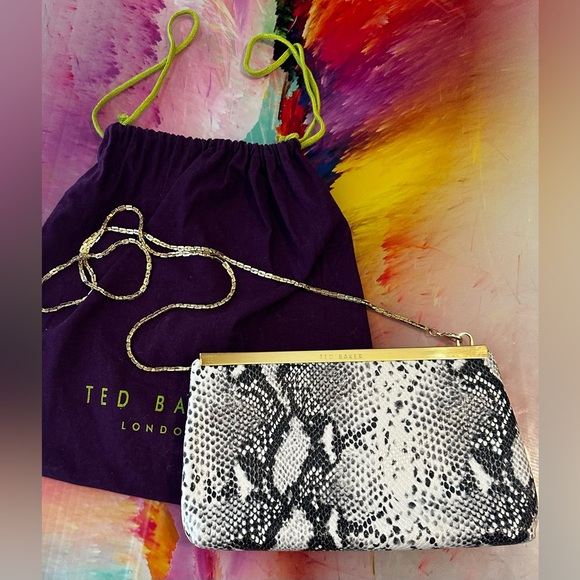 TED BAKER Two Tone Nude/Animal Print Leather Crossbody Bag - Picture 5 of 11